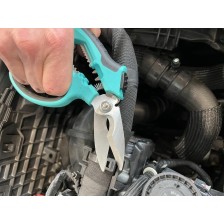 Tijeras universales industriales tipo 1 con función de engarce y pelado y filo microdentado de 35 mm