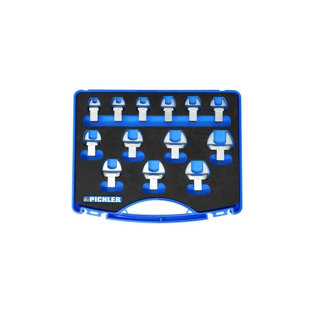 Juego de llaves de boca fija, 13 piezas, de 7 mm a 19 mm con cuadradillo de 9x12 mm