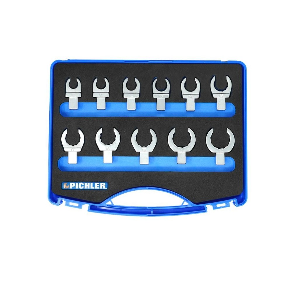 Juego de llaves de vaso de inserción de extremo abierto, 11 piezas, 10 mm - 22 mm, con accionamiento cuadrado de 9 x 12 mm