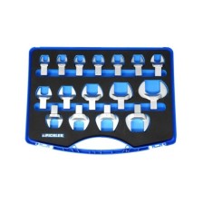 Juego de llaves de boca fijas, 16 piezas, de 13 mm a 41 mm con cuadradillo de accionamiento de 14x18 mm