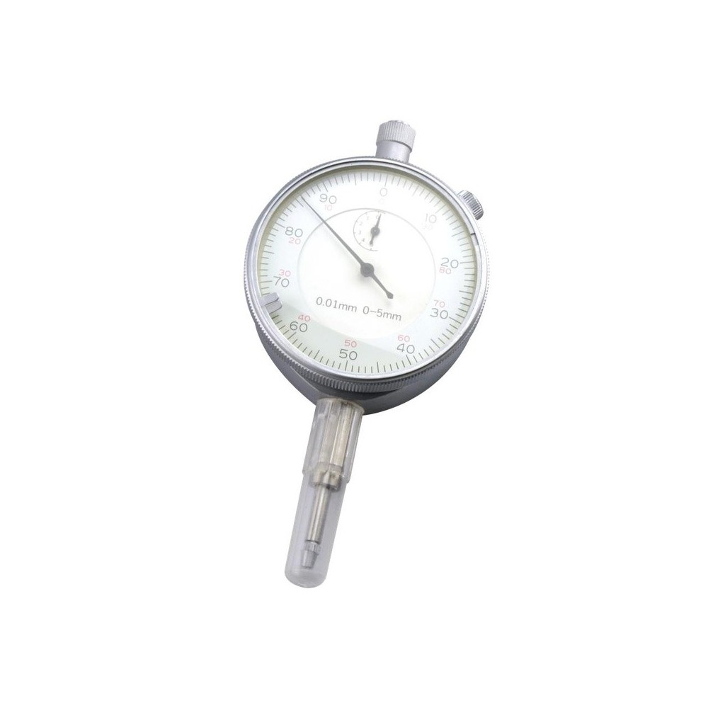 Rango de medición del calibre de cuadrante: 0-50 mm, diámetro exterior: 80 mm, graduación: 0,01 mm.