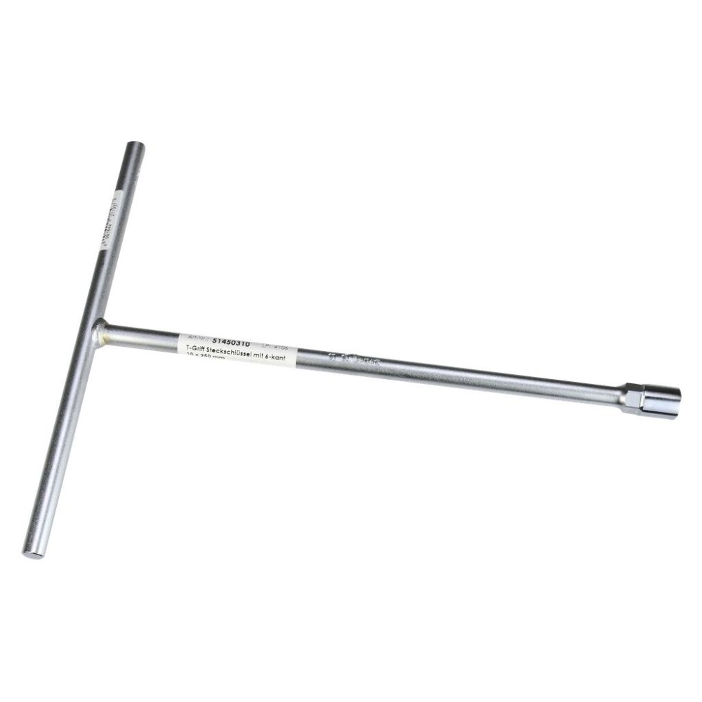 Llave de tubo con mango en T de 6 puntas 10 x 250 mm
