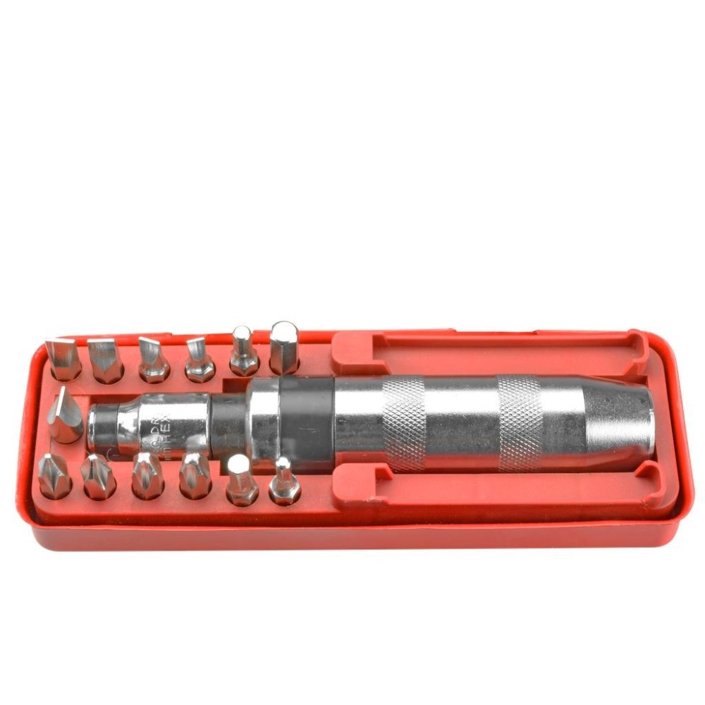 Destornillador de impacto con 6 puntas en un estuche.