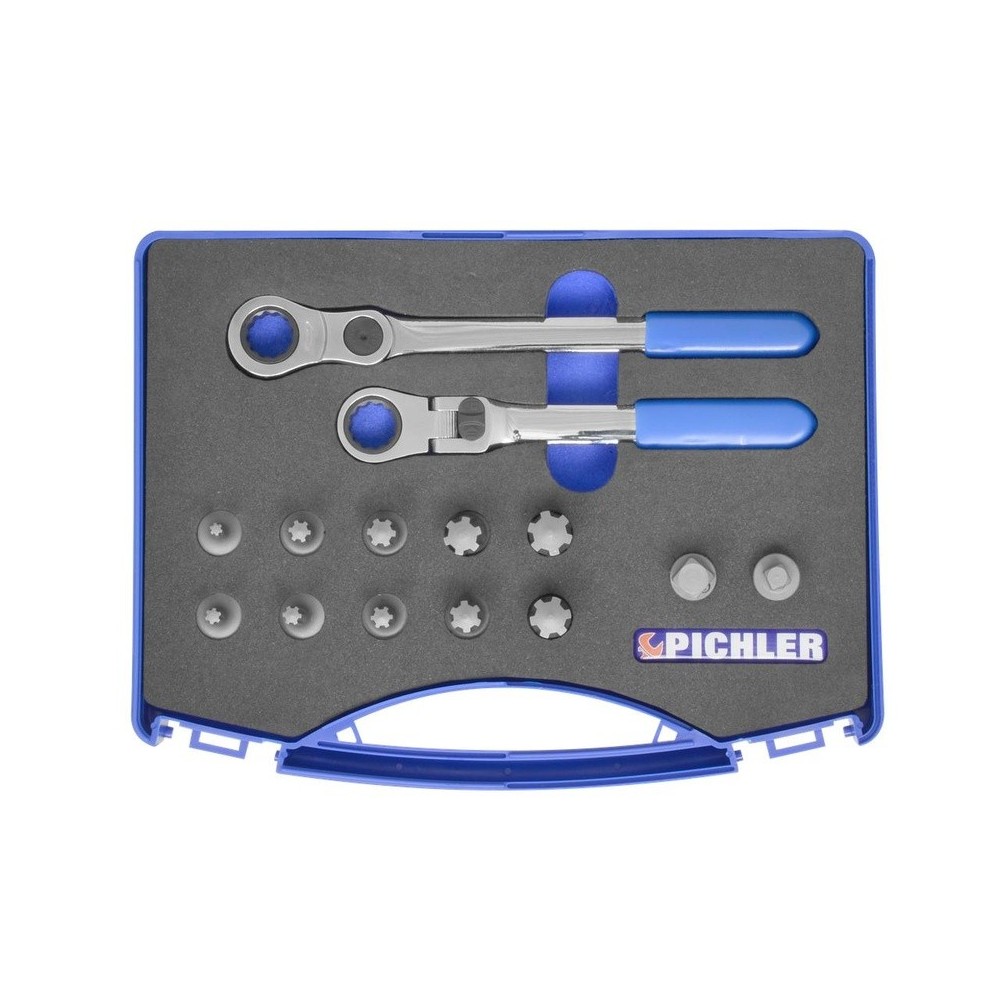 Puntas Polydrive® extracortas con trinquete de 13 mm, 12 piezas.