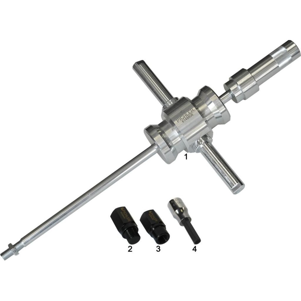 Juego de extracción de inyectores de 5 piezas con martillo de impacto de 8 kg, 2 adaptadores + 2 vasos hexagonales (1 mm).