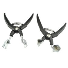 Juego de alicates para relés, 2 piezas, mordazas rectas y en ángulo de 70°