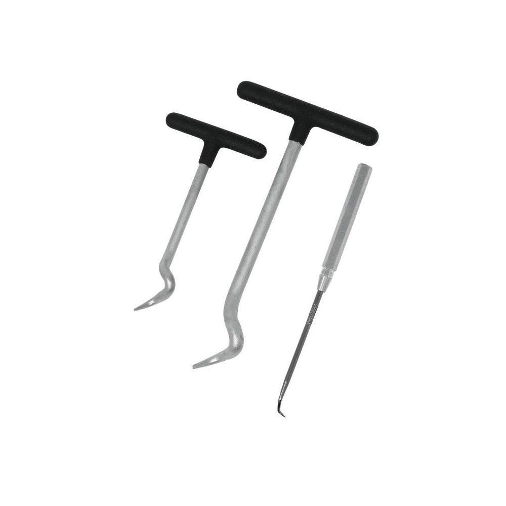 Gancho de desmontaje de anillo de sellado, juego de 3 piezas: 2 piezas en forma de S + 1 punta recta