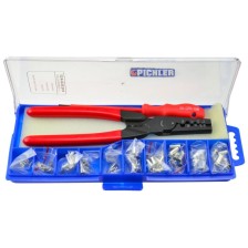 Juego completo de casquillos en caja transparente con puerta de agarre.