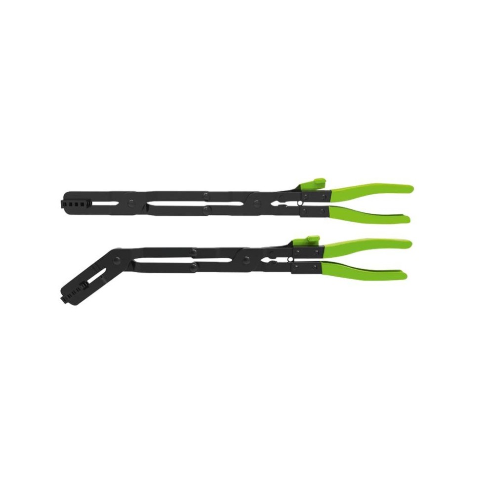 Juego de 2 alicates para abrazaderas de manguera de doble articulación de 440 mm con sistema de bloqueo de trinquete