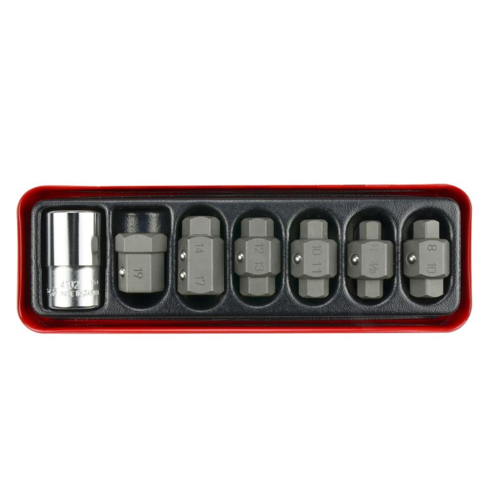 Juego de llaves de servicio de aceite, 7 piezas en caja de metal.