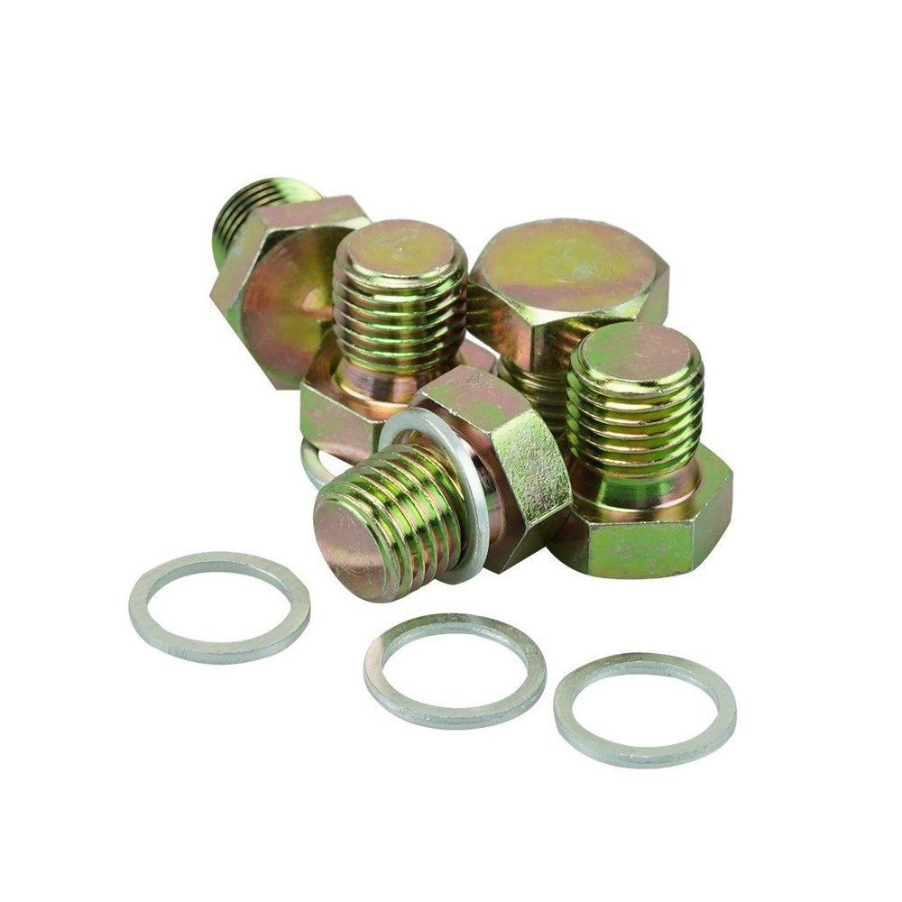 Tapones de drenaje de aceite M13x1,5x20mm con anillo de sellado de aluminio, paquete de 5.