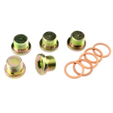 Tapones de drenaje de aceite M17x1,5x16mm con anillo de sellado de cobre, paquete de 5.