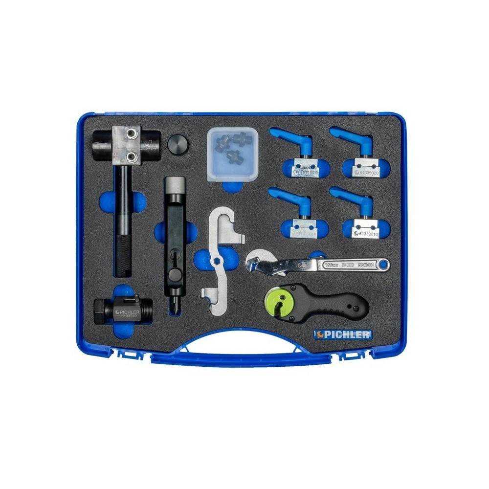 Juego de servicio para conductos de freno, 14 piezas, incluye herramienta de abocardado, dispositivo de doblado, abrazaderas de