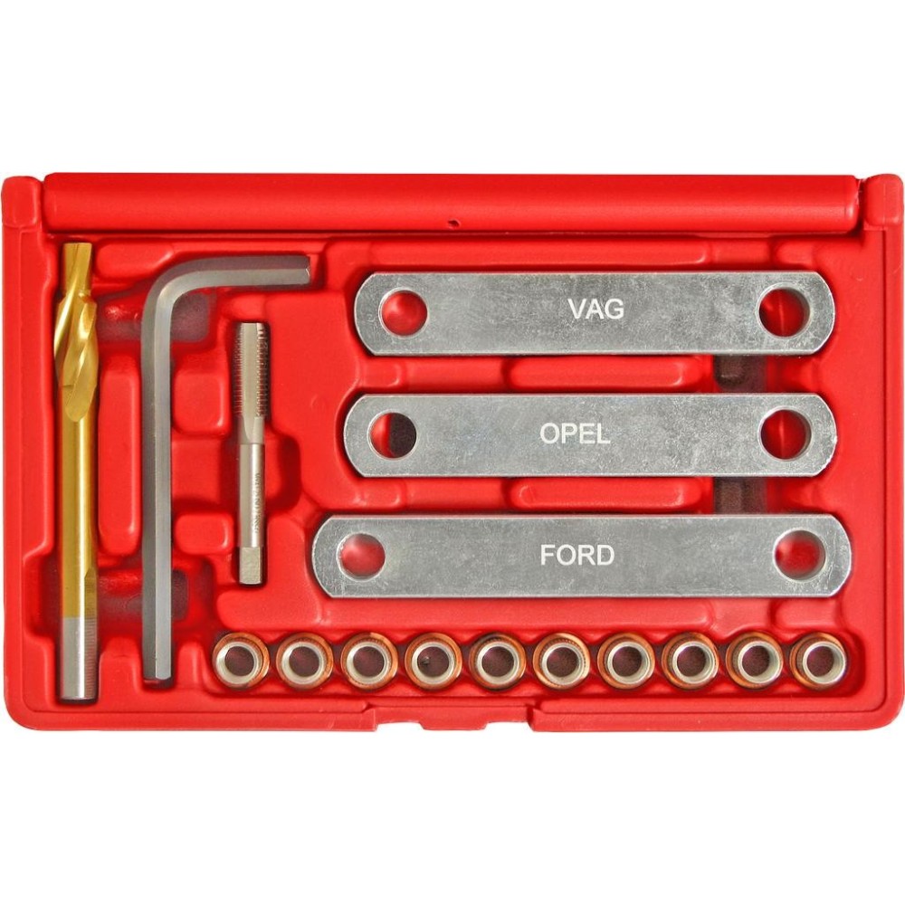 Kit de reparación de roscas para pernos guía de pinza de freno M9x1.25, 16 piezas