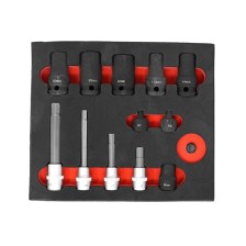 Juego de herramientas especiales para montaje de pinzas de freno, vasos especiales, 13 piezas.