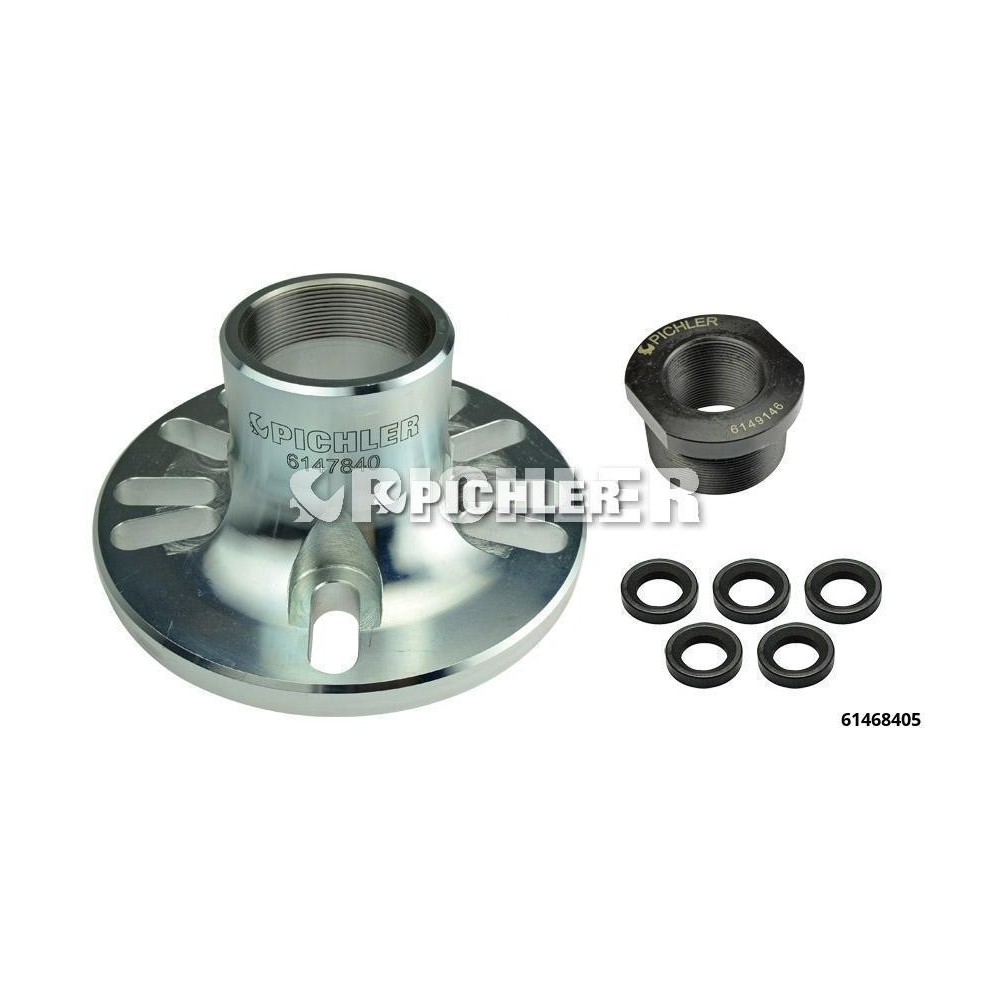 Unidad básica de extractor de brida con 1 adaptador - sin husillo, sin tornillos, con anillos cónicos, adaptación de rosca a pa