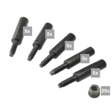 Juego completo de extensión de pernos de cubo para turismos, 25 piezas M12, M14 y M16 para las bridas extractoras