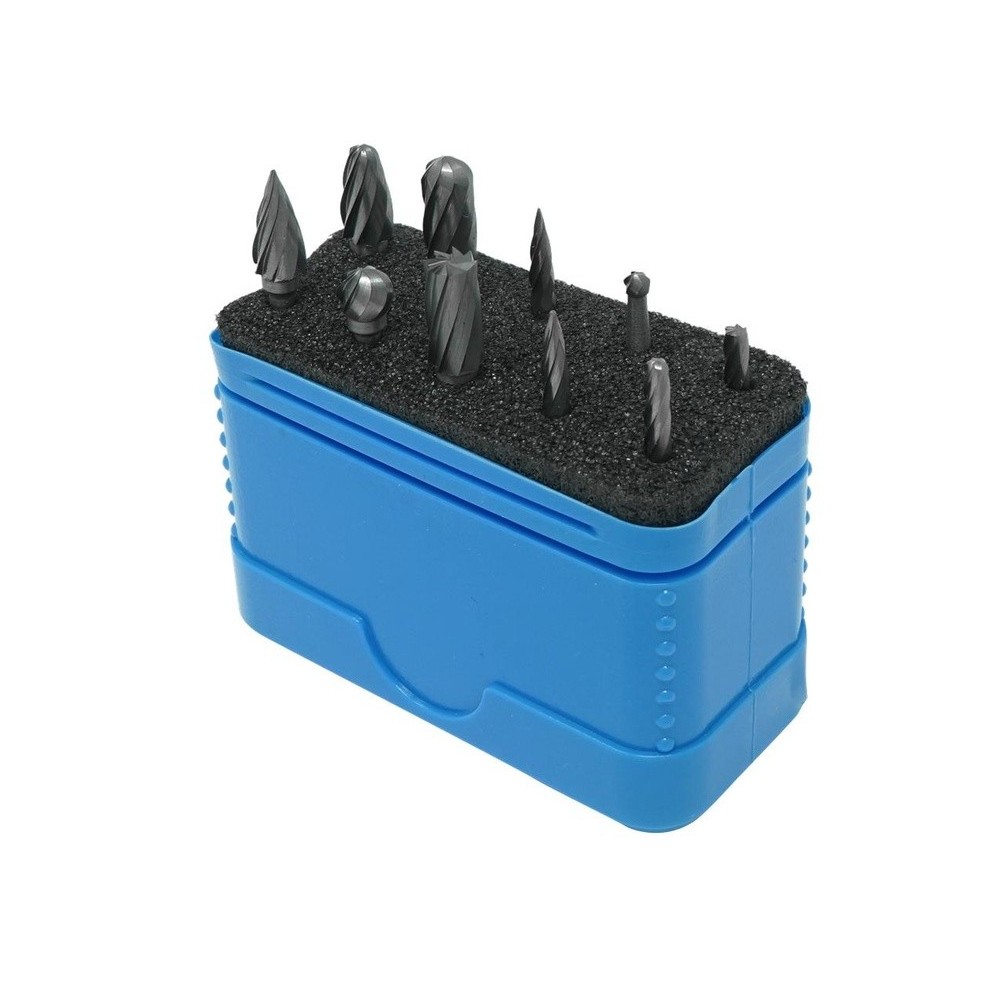 Fresas de carburo con dientes de aluminio, 10 piezas, vástago de 3 mm