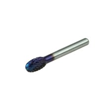 Fresa HM 10 x 60 mm forma de lágrima TRE dientes de corte transversal / vástago: 6 mm RECUBRIMIENTO AZUL