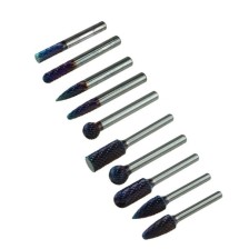 Juego de fresas de carburo con corte transversal y vástago de 6 mm, 10 piezas.