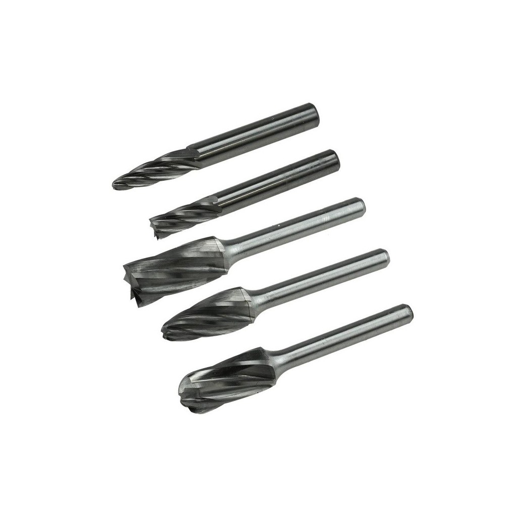 Juego de fresas de carburo con dentado de aleación y vástago de 6 mm, 5 piezas.