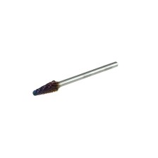 Fresa HM, forma de cono redondo, dientes de corte transversal KEL / vástago: 3 mm RECUBRIMIENTO AZUL aleaciones de níquel y tit