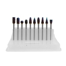 Juego de fresas de carburo con corte transversal y vástago de 3 mm, 10 piezas.