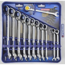 Juego de llaves combinadas de trinquete, 13 piezas, tamaños 8 - 32 mm