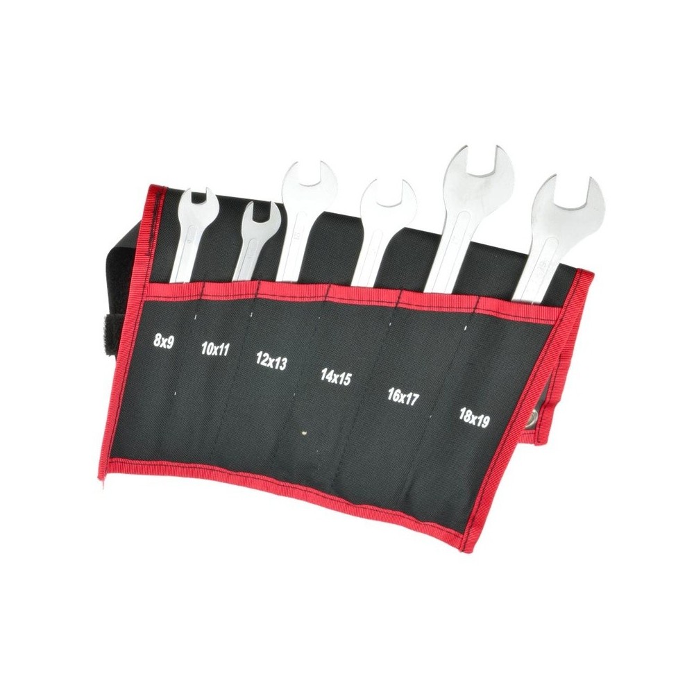 Juego de llaves de doble boca, planas, 6 piezas, tamaños 8 - 19 mm