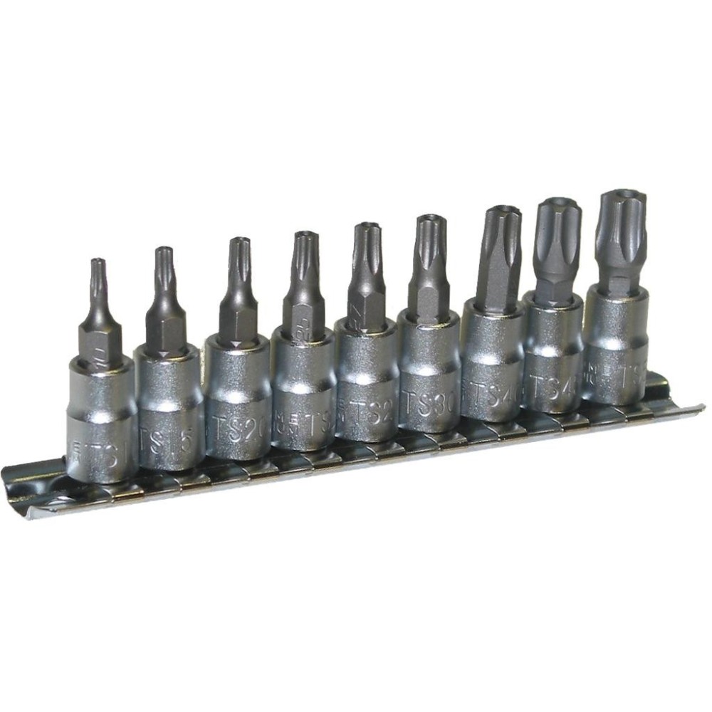 Vasos con punta de perfil TS, 9 unidades, 1/4' TS10 - TS50, en riel