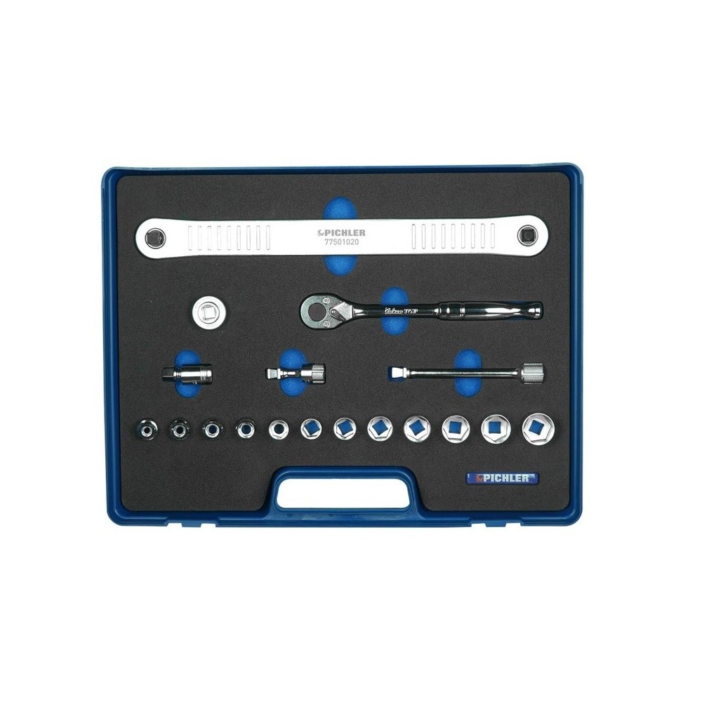 Juego de vasos XS de 3/8', 18 piezas. Juego de carraca con vasos extracortos.