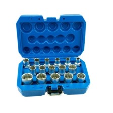 Juego de vasos de 1/2' de 12 puntas SW 8 - SW 24, 16 piezas en estuche