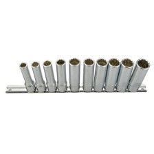 Juego de vasos de doble hexágono 10 piezas 1/2'... accionamiento, 77 lg.