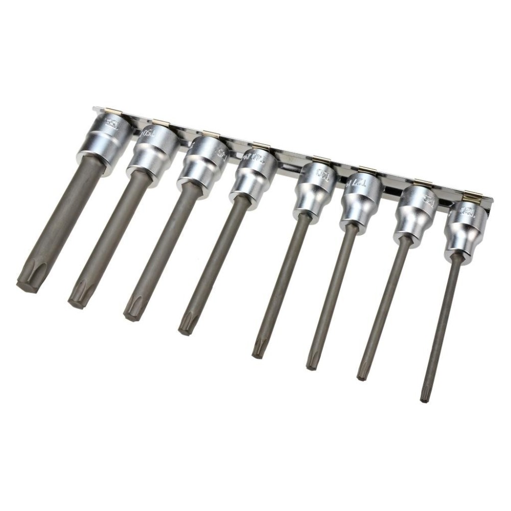 Puntas Torx TXB20-TXB55, juego de 8 piezas, entrada de 3/8' en la barra, longitud de 100 mm, diseño redondo
