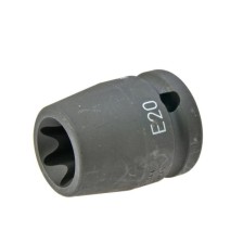 Dado de impacto E-Torx con accionamiento E 20 de ½', resistente a impactos