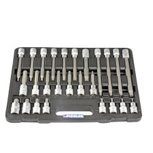 Juego de llaves de vaso estriadas M5-M16 / 27 piezas, accionamiento de 1/2'