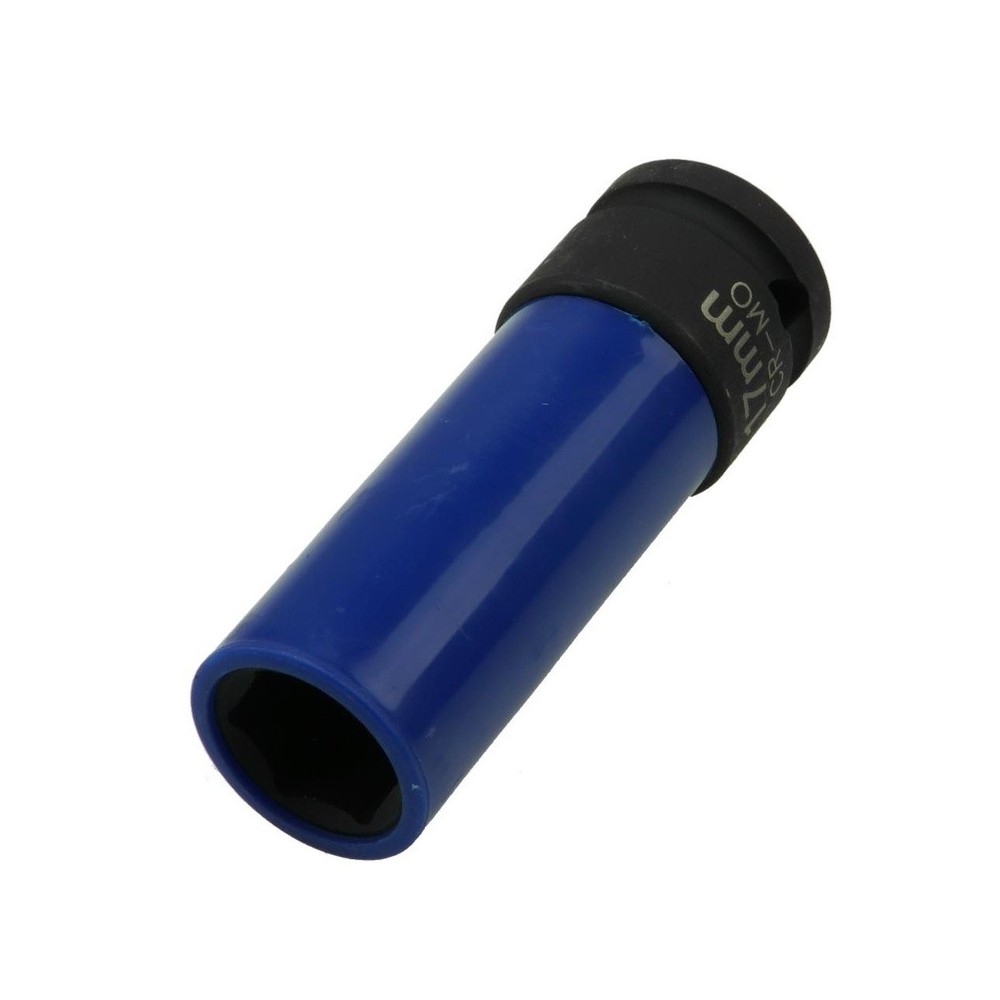 Vaso de impacto de 1/2' de largo SW 17 con protección de plástico interior/exterior para llantas de aleación