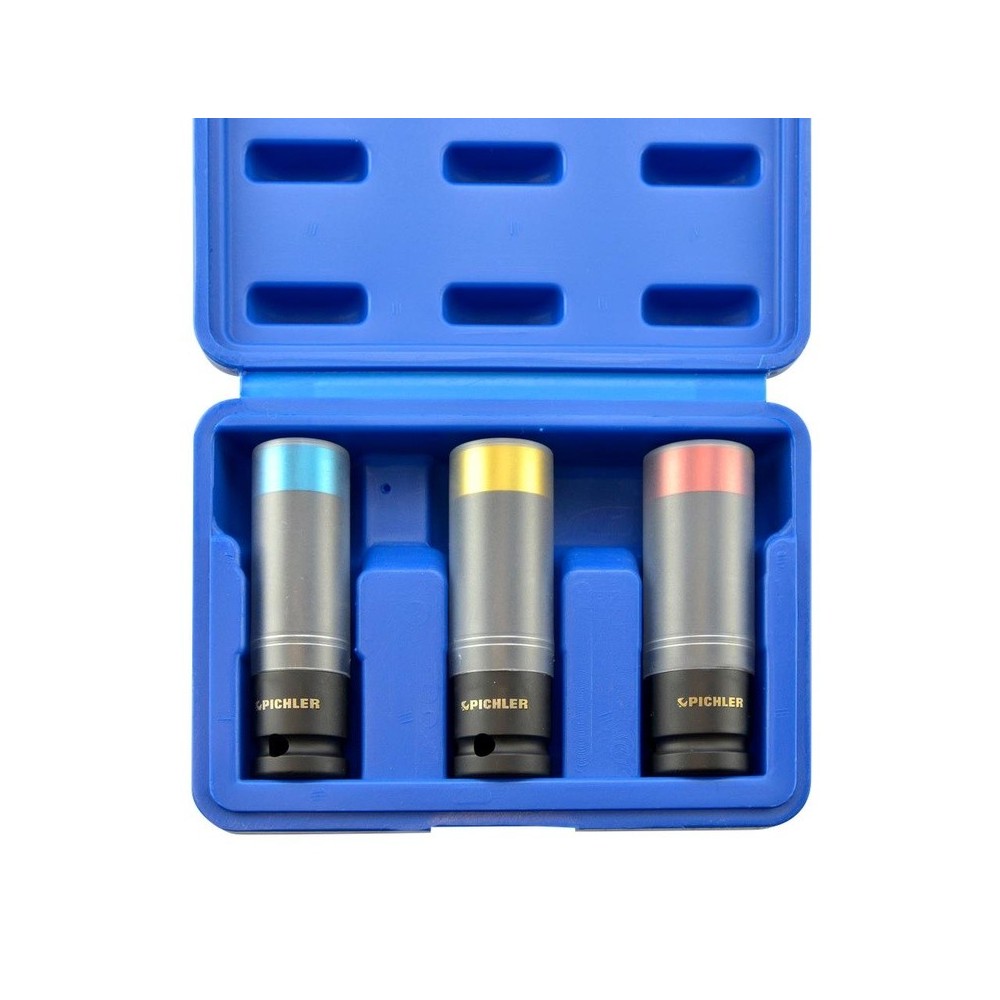 Juego de vasos de impacto, 3 piezas, diseño de ½' de largo, vasos de impacto delgados de 17, 19 y 21