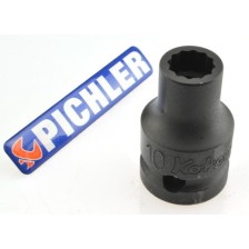 Dado corto de 1/2' de 12 puntas sin bisel, resistente a impactos, 10 mm