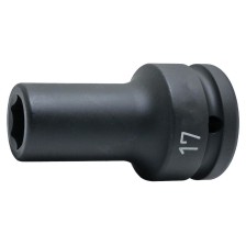 Llave de vaso de impacto SW17 de 6 puntas, pared delgada, longitud 75 mm, accionamiento 3/4'