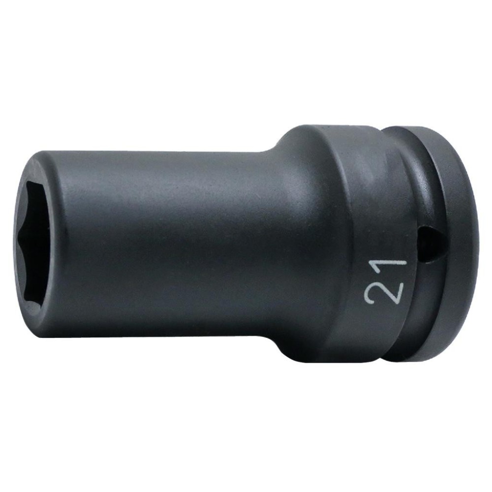 Llave de vaso de impacto SW21 de 6 puntas, pared delgada, longitud 75 mm, accionamiento 3/4'