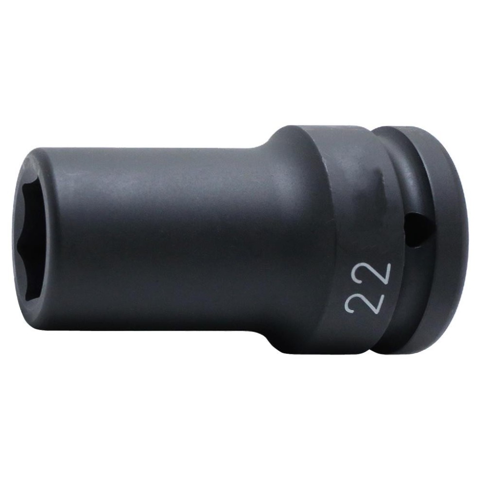 Llave de vaso de impacto SW22 de 6 puntas, pared delgada, longitud 75 mm, accionamiento 3/4'