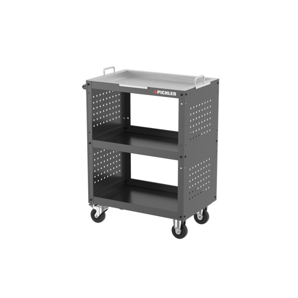 Carro de servicio de taller con bandeja de acero inoxidable