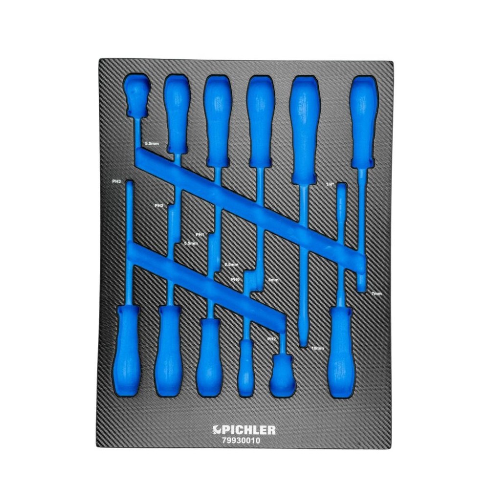 Inserto para juego de destornilladores 79930010, 12 piezas - y + 376x495x32 mm