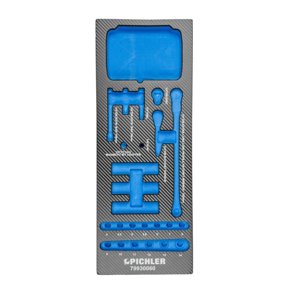 Inserto para juego de puntas y micropuntas 79930060 de 1/4', 107 piezas, 188 x 495 x 32 mm