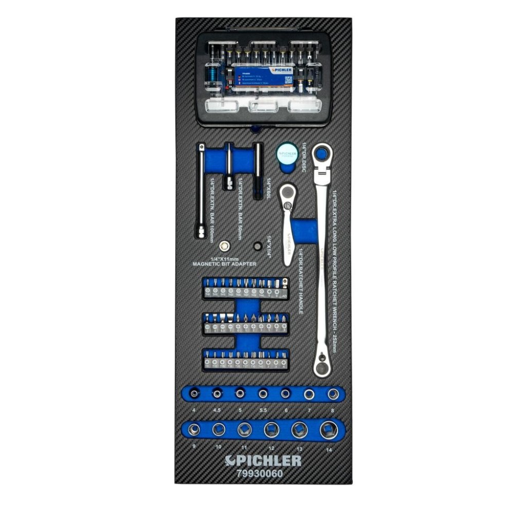 Juego de puntas y micropuntas de 1/4', 107 piezas.