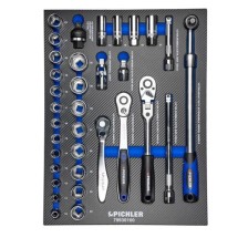 Juego de vasos 1/2', 34 piezas.