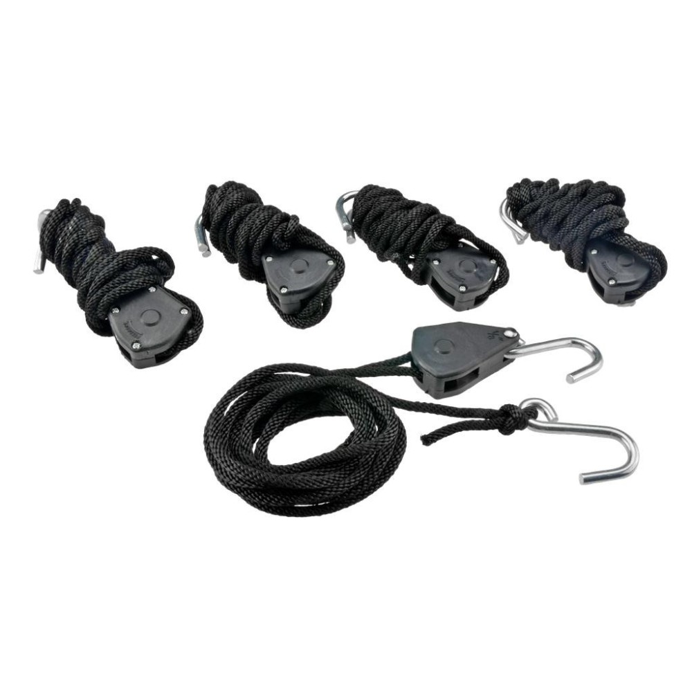 Cuerda tensora universal con gancho en S + trinquete, juego de 5 piezas