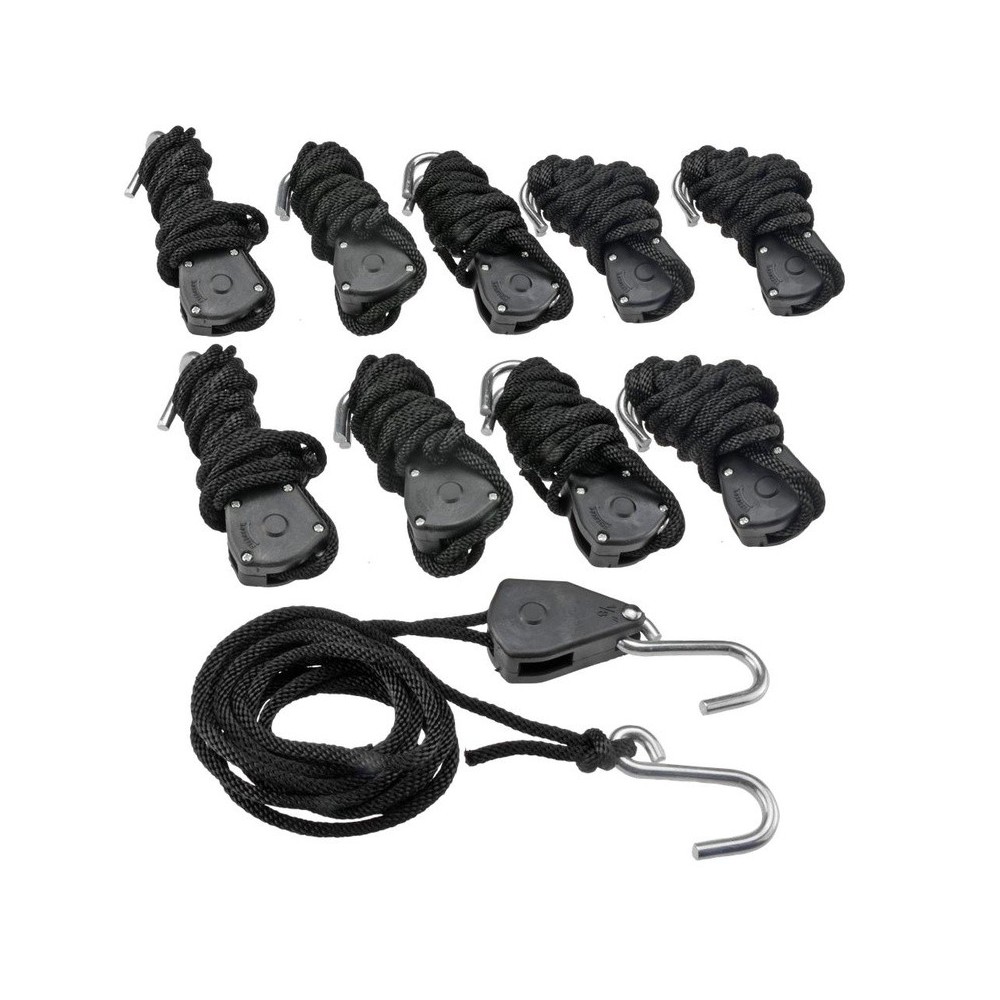 Cuerda tensora universal con gancho en S y trinquete, juego de 10 piezas