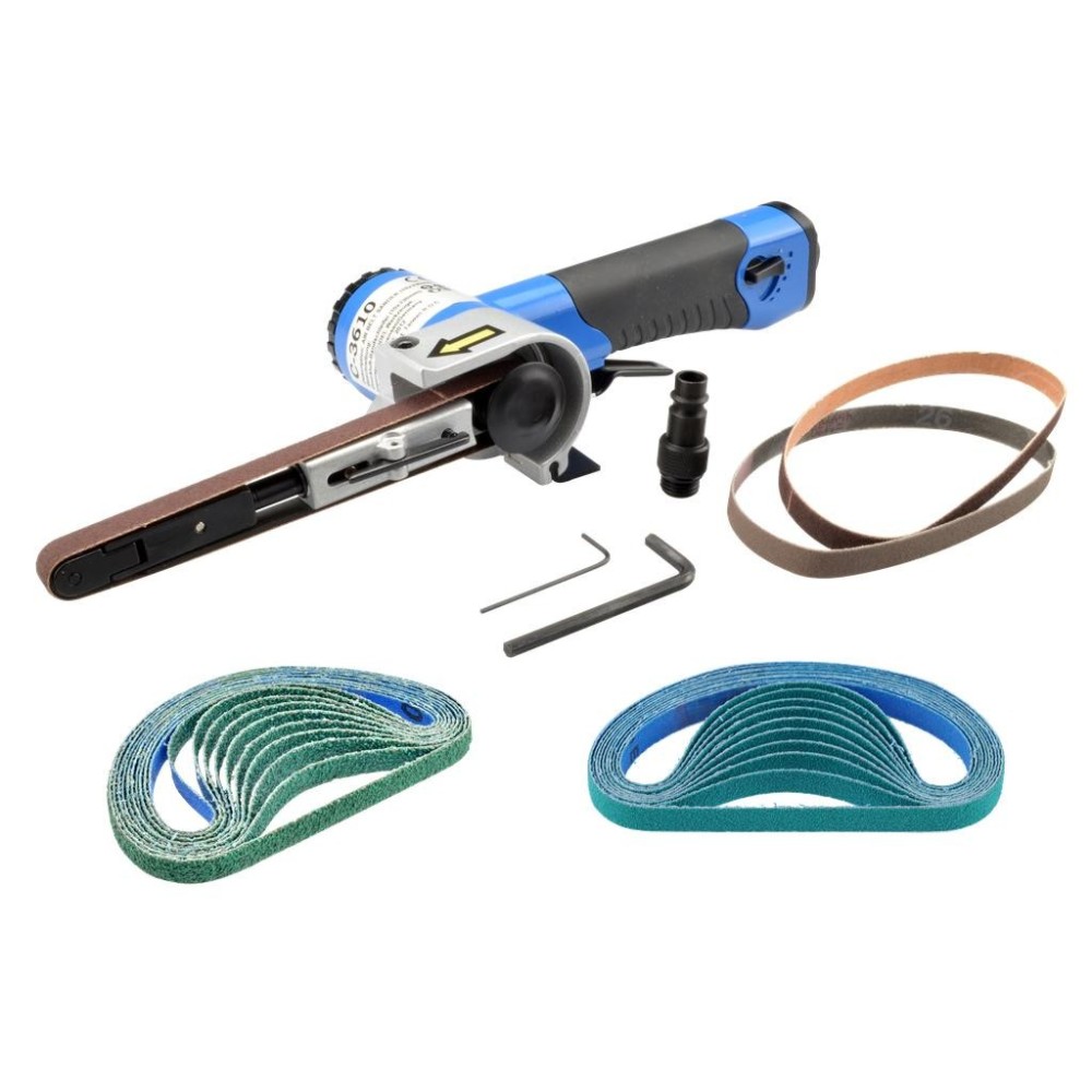 Lijadora de banda neumática con bandas de repuesto